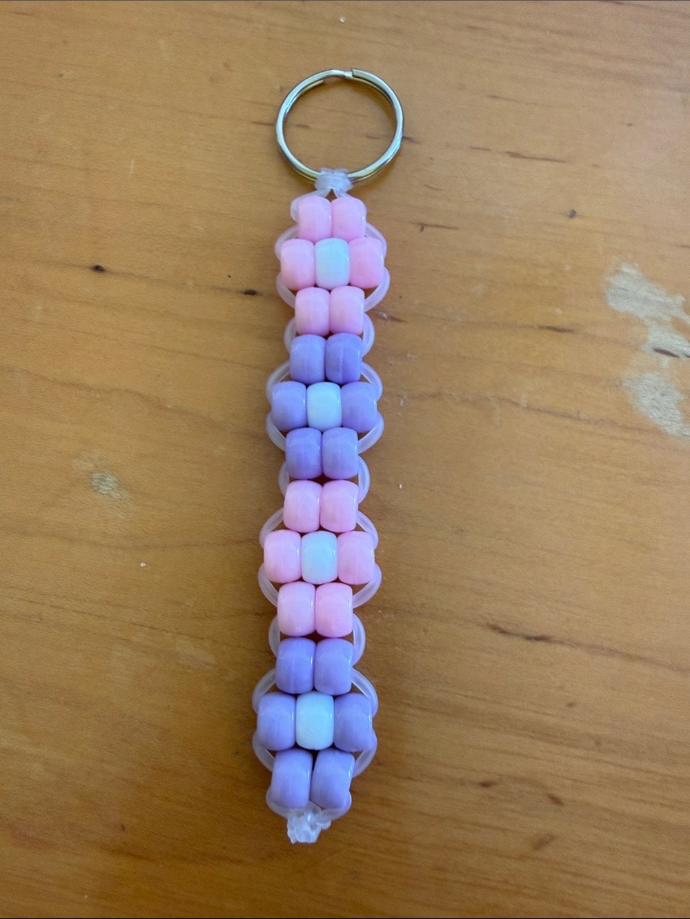 Pink & Lavender Beaded Keychain Card Holder